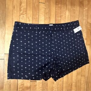 NWT, Gap "City" Blue Jean Shorts, White Geometric Design, Front & Back Pockets.